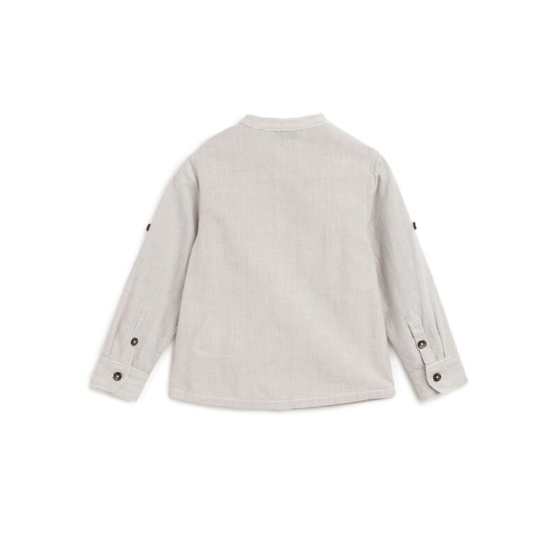 Boys Dark Natural Striped Long Sleeve Shirt image number 1